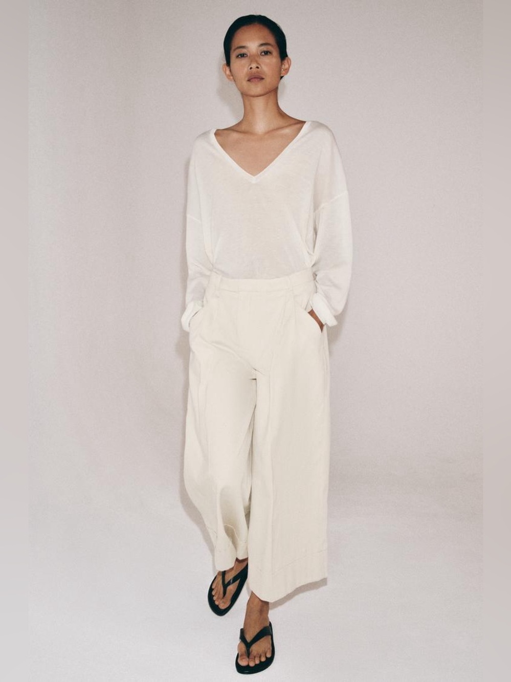 ZARA PLEATED LINEN PANTS ZW COLLECTION